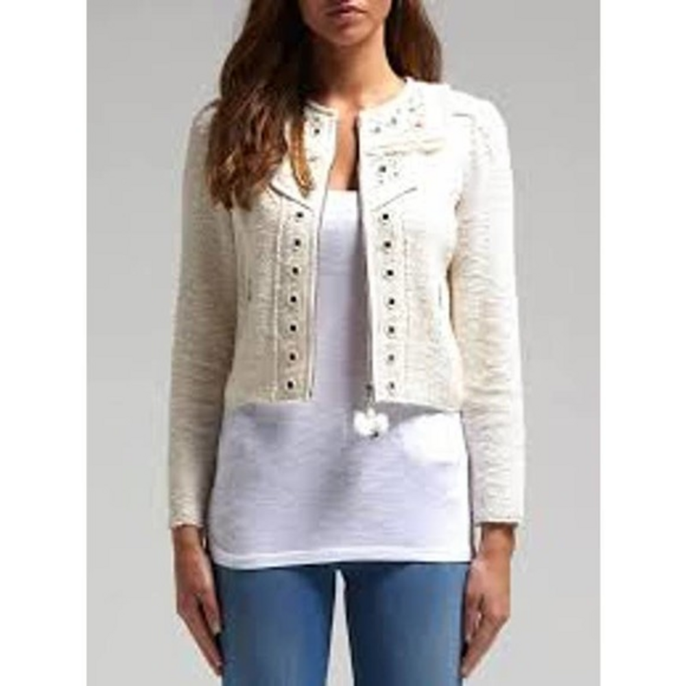 REBECCA TAYLOR White Mirror Embroidered Tweed Jacket‎ - NWT